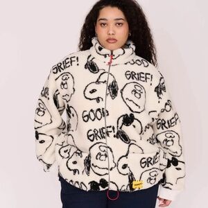 Lazy Oaf x Peanuts Snoopy Fleece - UK Size Medium - White and Black